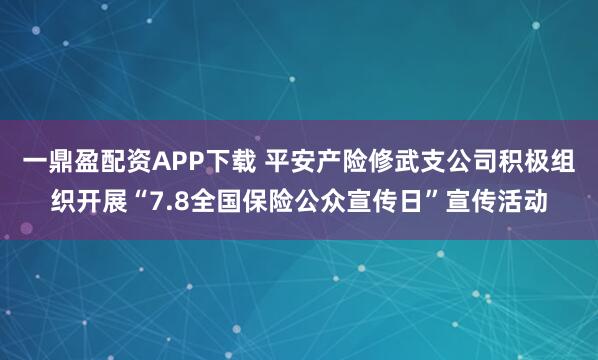 一鼎盈配资APP下载 平安产险修武支公司积极组织开展“7.8全国保险公众宣传日”宣传活动